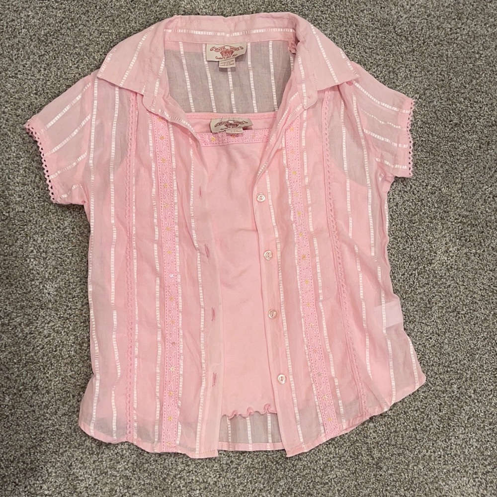 🛍️ Girls 2 Piece Camisole & Button Down Shirt Set
